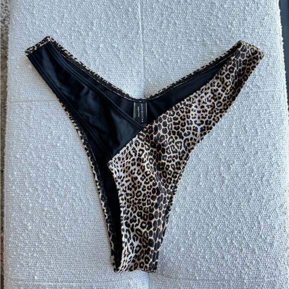 ASOS South Beach Black Cheetah Bikini Bottoms High Rise Size 8 - Picture 1 of 4